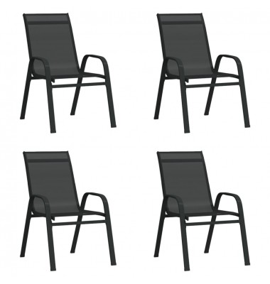  Sudedamos sodo kėdės, 4vnt., juodos, tekstileno audinys - Lauko kėdės - 1