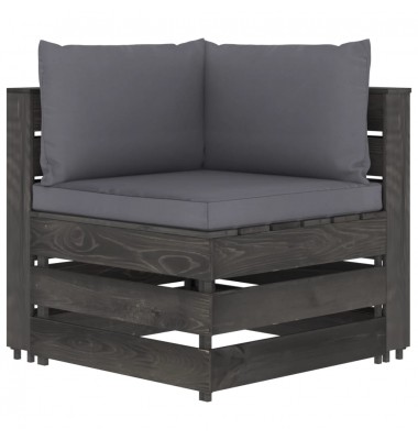  Modulinė kampinė sofa su pagalvėmis, pilkai impregnuota mediena - Moduliniai lauko baldai - 1