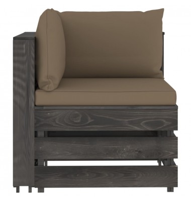  Modulinė kampinė sofa su pagalvėmis, pilkai impregnuota mediena - Moduliniai lauko baldai - 2