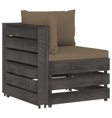  Modulinė kampinė sofa su pagalvėmis, pilkai impregnuota mediena - Moduliniai lauko baldai - 3