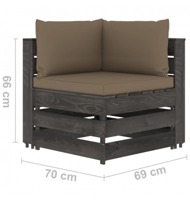  Modulinė kampinė sofa su pagalvėmis, pilkai impregnuota mediena - Moduliniai lauko baldai - 6