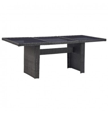  Valgomojo stalas, juodas, 200x100x74cm, stiklas ir poliratanas - Lauko stalai, staliukai - 1