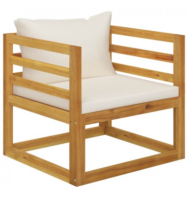 Sodo kėdė su kreminėmis pagalvėlėmis, akacijos medienos masyvas - Moduliniai lauko baldai - 1