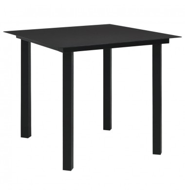  Sodo valgomojo stalas, juodas, 80x80x74cm, plienas ir stiklas - Lauko stalai, staliukai - 1