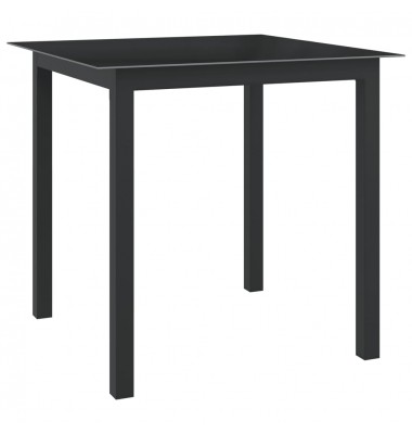  Sodo stalas, juodas, 80x80x74cm, aliuminis ir stiklas  - Lauko stalai, staliukai - 1