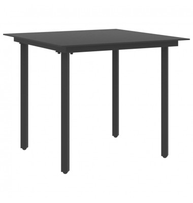  Sodo valgomojo stalas, juodas, 80x80x74cm, plienas ir stiklas - Lauko stalai, staliukai - 1