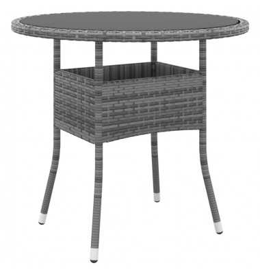  Sodo stalas, pilkas, 80x75cm, grūdintas stiklas/poliratanas - Lauko stalai, staliukai - 1