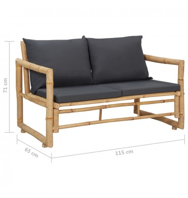  Sodo suoliukas su pagalvėlėmis, 115 cm, bambukas - Lauko suolai, suoliukai - 7