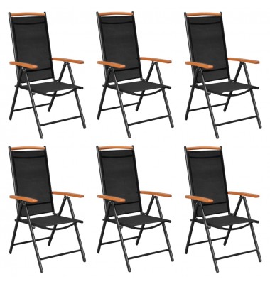  Sulankstomos sodo kėdės, 6vnt., juodos spalvos, tekstilenas - Lauko kėdės - 1