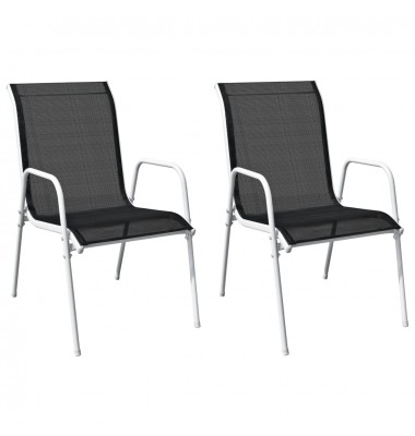  Sudedamos sodo kėdės, 2vnt., juodos, plienas ir tekstilenas - Lauko kėdės - 1