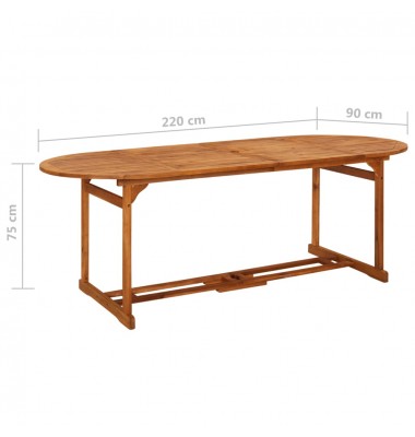  Sodo valgomojo stalas, 220x90x75 cm, akacijos medienos masyvas - Lauko stalai, staliukai - 6
