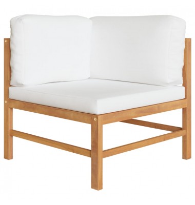  Kampinė sofa su kreminėmis pagalvėlėmis, tikmedžio masyvas - Moduliniai lauko baldai - 1