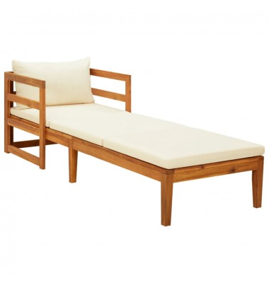 Saulės gultas su kreminėmis pagalvėlėmis, akacijos masyvas - Gultai, šezlongai - 1