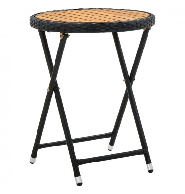  Arbatos staliukas, juodas, 60cm, poliratanas/akacijos masyvas  - Lauko stalai, staliukai - 1