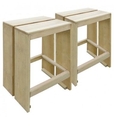 Lauko baro taburetės, 2 vnt., impregnuota pušies mediena - Lauko kėdės - 1