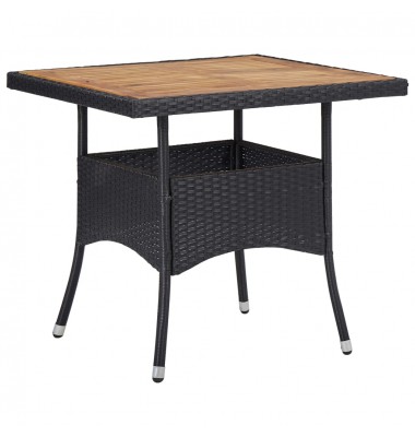  Lauko valgomojo stalas, juodas, poliratanas ir akacijos masyvas - Lauko stalai, staliukai - 1