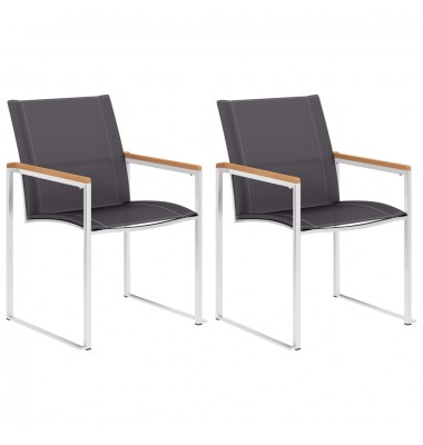  Sodo kėdės, 2vnt, pilkos, tekstilenas ir nerūdijantis plienas - Lauko kėdės - 1