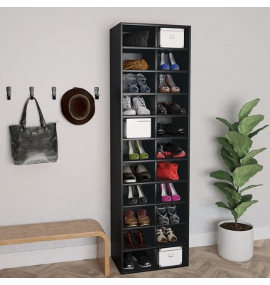  Spintelė batams, juodos spalvos, 54x34x183 cm, MDP - Spintelės ir lentynos batams - 1