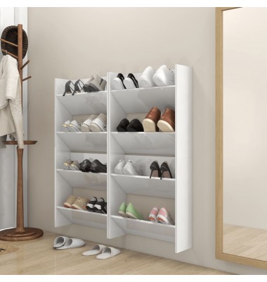  Sieninės spintelės batams, 4vnt., baltos, 60x18x60cm, MDP - Spintelės ir lentynos batams - 1