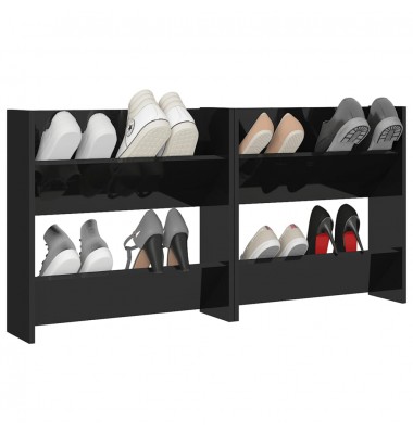 Sieninės spintelės batams, 2vnt., juodos, 60x18x60cm, MDP - Spintelės ir lentynos batams - 4