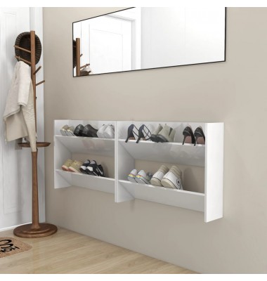  Sieninės spintelės batams, 2vnt., baltos, 80x18x60cm, MDP - Spintelės ir lentynos batams - 1