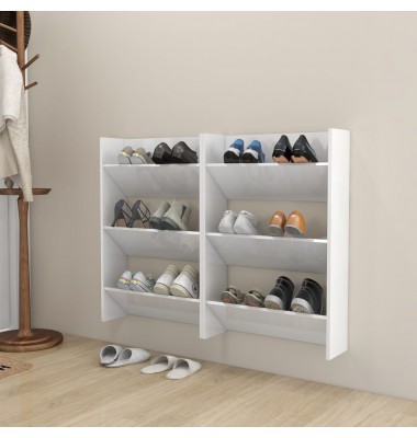  Sieninės spintelės batams, 2vnt., baltos, 60x18x90cm, MDP - Spintelės ir lentynos batams - 1