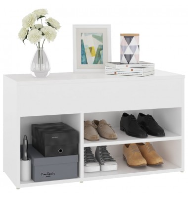  Batų suoliukas, baltos spalvos, 80x30x45cm, MDP - Spintelės ir lentynos batams - 4