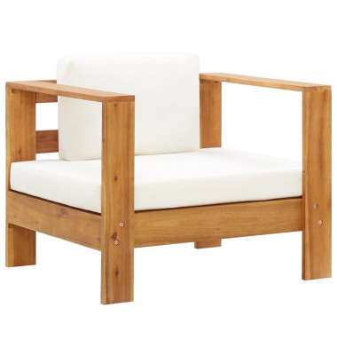 Sodo krėslas su pagalvėle, kreminė, akacijos medienos masyvas - Moduliniai lauko baldai - 1