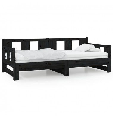  Ištraukiama lova, juoda, 2x(90x200)cm, pušies medienos masyvas - Lovos - 2