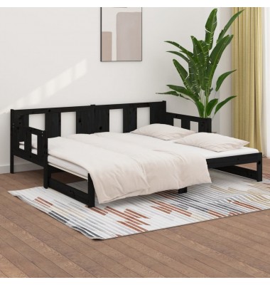  Ištraukiama lova, juoda, 2x(90x200)cm, pušies medienos masyvas - Lovos - 4