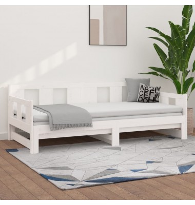  Ištraukiama lova, balta, 2x(80x200)cm, pušies medienos masyvas - Lovos - 1