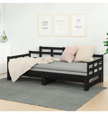  Ištraukiama lova, juoda, 2x(90x190)cm, pušies medienos masyvas - Lovos - 1