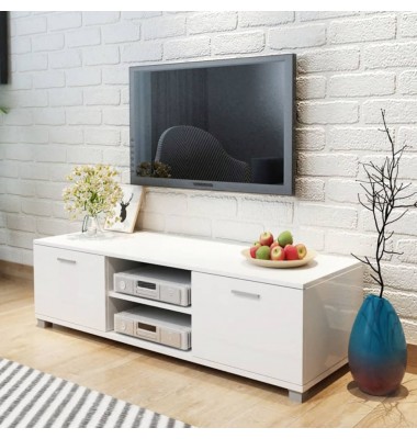  TV staliukas, baltas, labai blizgus, 140x40,3x34,7cm - TV spintelės - 1