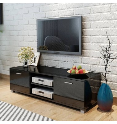  TV staliukas, juodas, labai blizgus, 140x40,3x34,7cm - TV spintelės - 1