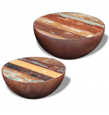  Dubens formos kavos staliukas, 2 dalių, perdirbta mediena  - Kavos staliukai - 1