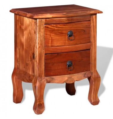  Naktinis staliukas su stalčiais, tvirta akacijos mediena - Naktinės spintelės - 5