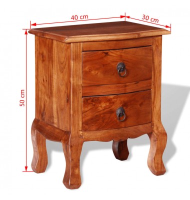 Naktinis staliukas su stalčiais, tvirta akacijos mediena - Naktinės spintelės - 10