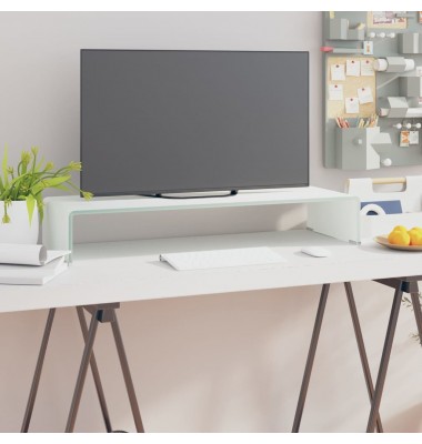  TV stovas/monitoriaus pakyla, baltas stiklas, 80x30x13 cm - TV spintelės - 1