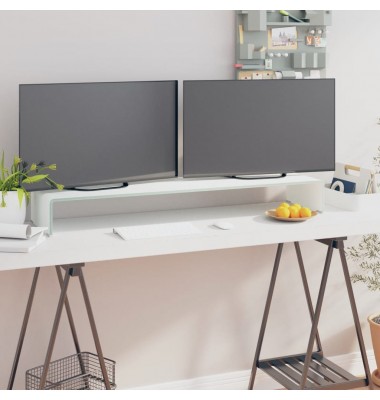  TV stovas/monitoriaus pakyla, baltas stiklas, 110x30x13 cm - TV spintelės - 1