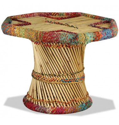  Kavos staliukas, bambukas, su megztomis detalėmis, įv. sp. - Kavos staliukai - 1