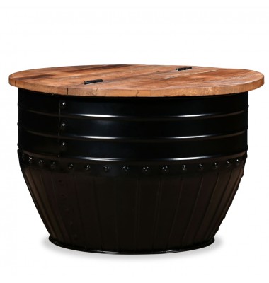  Kavos staliukas, perdirbta mediena, statinės forma, juodas - Kavos staliukai - 1