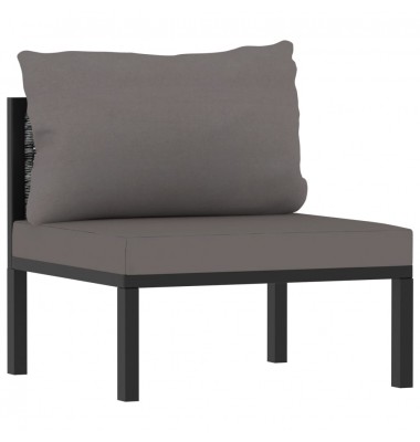  Modulinė vidurinė sofos dalis su pagalvėle, pilka, poliratanas - Moduliniai lauko baldai - 1