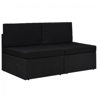  Modulinė dvivietė sofa, juodos spalvos, poliratanas - Moduliniai lauko baldai - 1