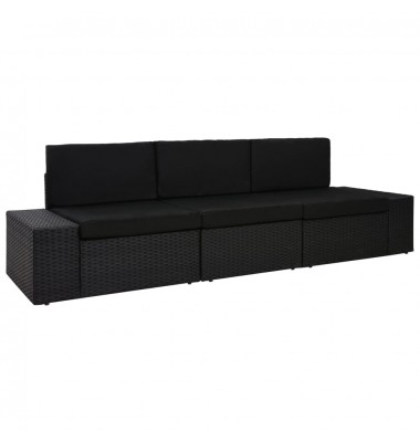  Modulinė trivietė sofa, juodos spalvos, poliratanas - Moduliniai lauko baldai - 1