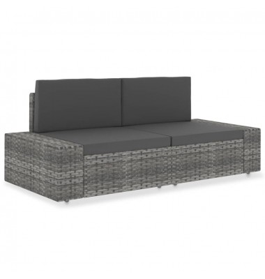 Modulinė dvivietė sofa, pilkos spalvos, poliratanas - Moduliniai lauko baldai - 1