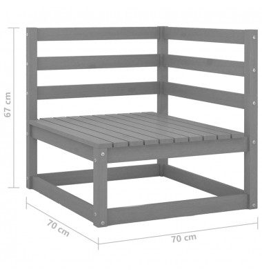  Kampinės sodo sofos, 2vnt., pilkos, pušies medienos masyvas - Moduliniai lauko baldai - 7