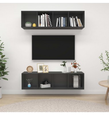  Sieninės televizoriaus spintelės, 2vnt., pilkos spalvos, MDP  - TV spintelės - 1