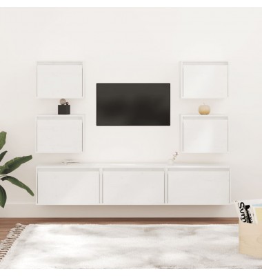  Televizoriaus spintelės, 7vnt., baltos, pušies medienos masyvas - TV spintelės - 1