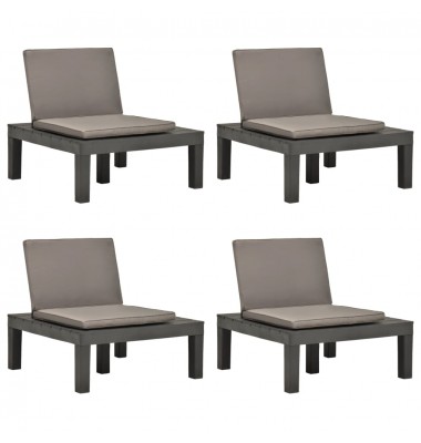  Sodo poilsio kėdės su pagalvėlėmis, 4vnt., antracito, plastikas  - Lauko kėdės - 1