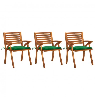  Sodo valgomojo kėdės su pagalvėlėmis, 3vnt., akacijos masyvas - Lauko kėdės - 1